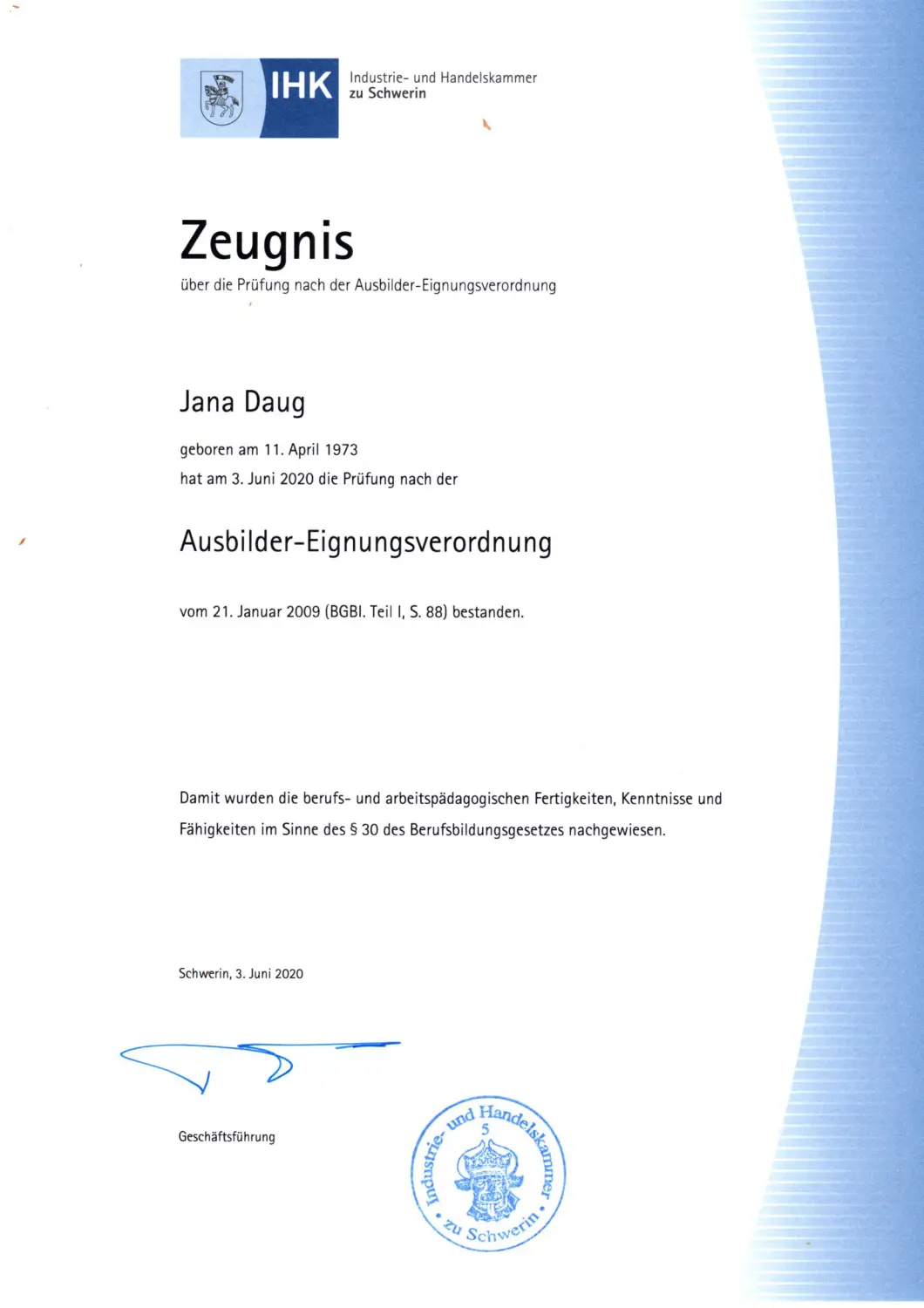 AE IHK Zeugnis
